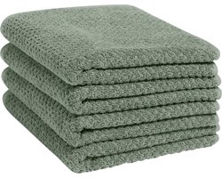 Yumeko handdoeken dots stone groen 50x100 - 4 st - Bio, eco & fairtrade