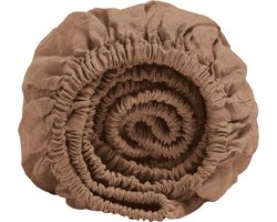 Yumeko hoeslaken gewassen linnen hazel 90x200x30 - Biologisch & ecologisch