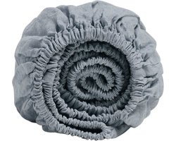 Yumeko hoeslaken gewassen linnen schemerblauw 90x200x30 - Biologisch & ecologisch