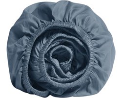 Yumeko hoeslaken katoen satijn faded blauw 100x200x30 - Bio, eco & fairtrade
