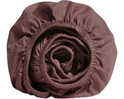 Yumeko hoeslaken katoen satijn roze bruin 140x200x30 - Bio, eco & fairtrade