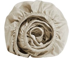 Yumeko hoeslaken katoen satijn sandy grijs 160x200x30 - Bio, eco & fairtrade