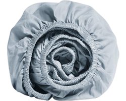 Yumeko hoeslaken katoen satijn sky blauw 180x210x30 - Bio, eco & fairtrade