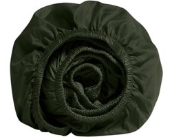 Yumeko hoeslaken katoensatijn dark olive 90x210x30 - Bio, eco & fairtrade