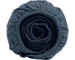 Yumeko hoeslaken percal katoen blauw 90x200x30 - Bio, eco & fairtrade