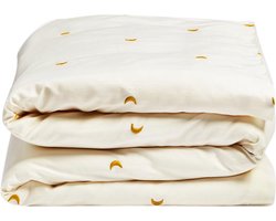 Yumeko kinderdekbedovertrek katoen satijn warm wit/ochre moon 100x135 - Bio, eco & fairtrade