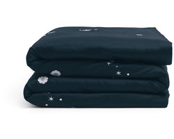 Yumeko kinderdekbedovertrek katoensatijn blueberry starry flower 100x135 - Bio, eco & fairtrade