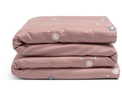 Yumeko kinderdekbedovertrek katoensatijn poederroze starry flower 100x135 - Bio, eco & fairtrade