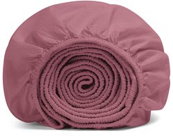 Yumeko kinderhoeslaken percal katoen framboosroze 70x150x15 - Bio, eco & fairtrade