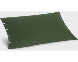 Yumeko kussensloop flanel mosgroen 50x70 - Biologisch & ecologisch - 1 stuk