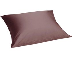 Yumeko kussensloop katoen satijn roze bruin 60x70 - Bio, eco & fairtrade - 1 stuk