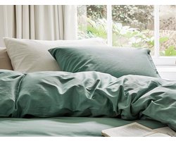 Yumeko kussensloop katoen satijn zeegroen 50x70 - Bio, eco & fairtrade - 1 stuk