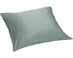 Yumeko kussensloop katoen satijn zeegroen moon 50x60 - Bio, eco & fairtrade - 1 stuk