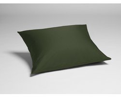 Yumeko kussensloop katoensatijn dark olive 50x70 - Bio, eco & fairtrade - 1 stuk