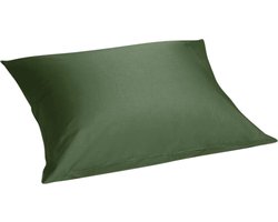 Yumeko kussensloop katoensatijn mid olive 50x60 - Bio, eco & fairtrade - 1 stuk