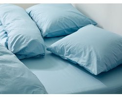 Yumeko kussensloop percal katoen blauw 50x60 - Bio, eco & fairtrade - 1 stuk