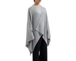 Yumeko poncho gebreid katoen grijs melange