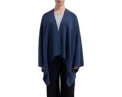 Yumeko poncho gebreid katoen marineblauw melange