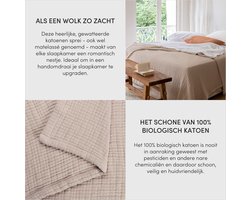 Yumeko sprei mousseline katoen stitch light taupe 200x220