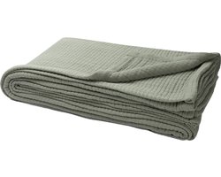 Yumeko sprei mousseline katoen stitch sage groen 200x220