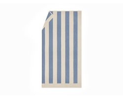 Yumeko strandlaken velours faded blauw stripe 100x180 - 1 st - Biologisch & ecologisch