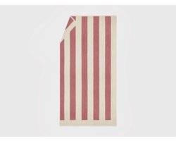 Yumeko strandlaken velours poederroze stripe 100x180 - 1 st - Biologisch & ecologisch