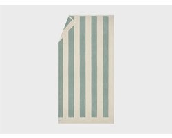Yumeko strandlaken velours zeegroen stripe 100x180 - 1 st - Biologisch & ecologisch
