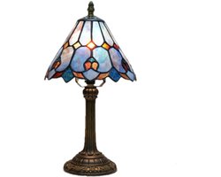 YUNA® Glazen Tiffany Tafellamp - Vintage Lamp - Glas in lood - Art Nouveau Irisbloem - Bureaulamp van glas - Vintage Tiffany Lamp