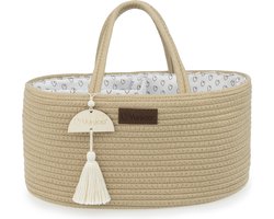 Yunioo Commodemandje en Luiertas - Luiermand voor Baby Kamer - Luier Mand Organizer - Opbergmand kinderkamer - Speelgoedmand - Crème