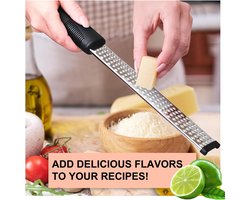 YUNYU Roestvrijstalen kaasrasp met borstel - knoflookrasp, zester, citroenrasp en rasp voor Parmezaanse kaas, citrus, gember, chocolade - multifunctioneel ontwerp keukengereedschap