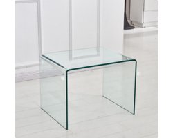YYchan Bijzettafel - Salontafel voor Woonkamer - 50x40x45 cm - Glazen Design - Gehard Glas - Helder