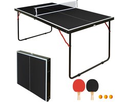 YYchan Mini Tafeltennistafel - Opvouwbare Pingpongtafel met Net en Batjes - Zwart - 137 cm