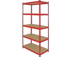 Z-Rax Stellingkast - 90x45x183 cm - Rood - 100% boutloos - Draagkacht: 1800 kg - opbergrek metaal