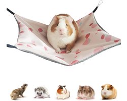 Zacht en Comfortabel Bed voor Cavia's, Konijnen en Hamsters - 34 x 34 cm, Verstelbaar met Aardbeien Motief