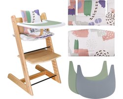 Zacht en comfortabel Stokkussen voor babystoelhoes - 2 stuks kinderstoel placemat - Tripp Trapp babykussen - lichte print