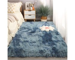 Zacht en wasbaar vloerkleed 200x250 cm Fleece Stijl voor Woonkamer Slaapkamer Badkamer Marineblauw