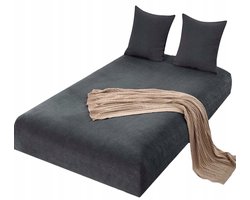 Zacht Flanellen Hoeslaken "Teddy" 90x200 cm - Grafiet