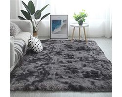 Zacht fluffy Vloerkleed - Wasbaar - Hoogpolig Tapijt - Woonkamer, Slaapkamer, Kinderkamer - Grijs - mat (lichtgrijs, 120 x 160 cm)