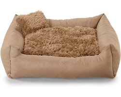 Zacht Hondenbed van Polyurethaan Schuim met Pluche Kussen en Vuilafstotende Eigenschappen - XS (55x45, Bruin) voor Optimale Comfort en Ondersteuning
