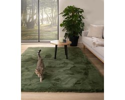 Zacht hoogpolig vloerkleed - Comfy plus - olijfgroen 160x230 cm