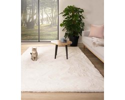 Zacht hoogpolig vloerkleed - Comfy plus - wit 140x200 cm
