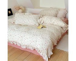 Zacht Katoenen Dekbedovertrek Volledig Bed met Ruches, 200x228 cm, Ademend en Skin-friendly