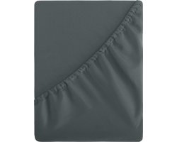 Zacht microvezel hoeslaken - Grijs - 160 x 200 cm - Antraciet - Voor matrashoogte van 40 cm - Voor waterbed - Voor boxspringbed - dekbedovertrek 160x200