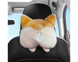 Zacht pluche cartoon kat corgi butt tissuehouder voor auto en huis - op te hangen servethouder voor badkamer - draagbare organizer met zakdoekhouder