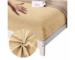 Zacht Pluche Hoeslaken 160x200cm met Elastiek - Beige Teddy