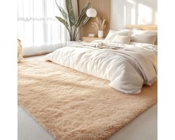Zacht Pluche Vloerkleed – Wasbaar, Antislip, Hoogpolig Tapijt voor Slaapkamer & Woonkamer