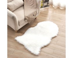 Zacht, pluizig schapenvachtkleed, effen imitatiebont, wasbaar tapijt, klein vloerkleed - wit - 60 * 90 cm