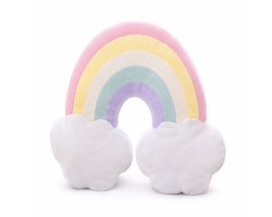 Zacht Regenboog Wolk Knuffelkussen – Pluche Speelkussen voor Kinderkamer & Bank – Decoratief Sierkussen