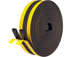 Zacht Rubberen Afdichtingsstrip - 2 Rol - Tochtstrip - Pakking Geluidsisolatie Zelfklevende Tape - Tochtstopper - Botsingsafdichting,Geluidsisolatie - Tochtband - Deur/Raam/Kast - 12mm x 6mm x 4M - Zwart