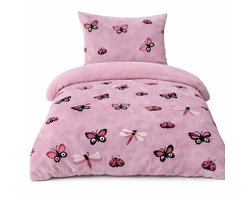 Zachtbeddengoed.nl - Velvet -Dekbedovertrek Peuterbed - Vlinder - 120x150 cm - Laken - Zacht - Comfortabel - Teddy Dekbedovertrek - Luxe Beddengoed met Velvet aan Beiden Zijden